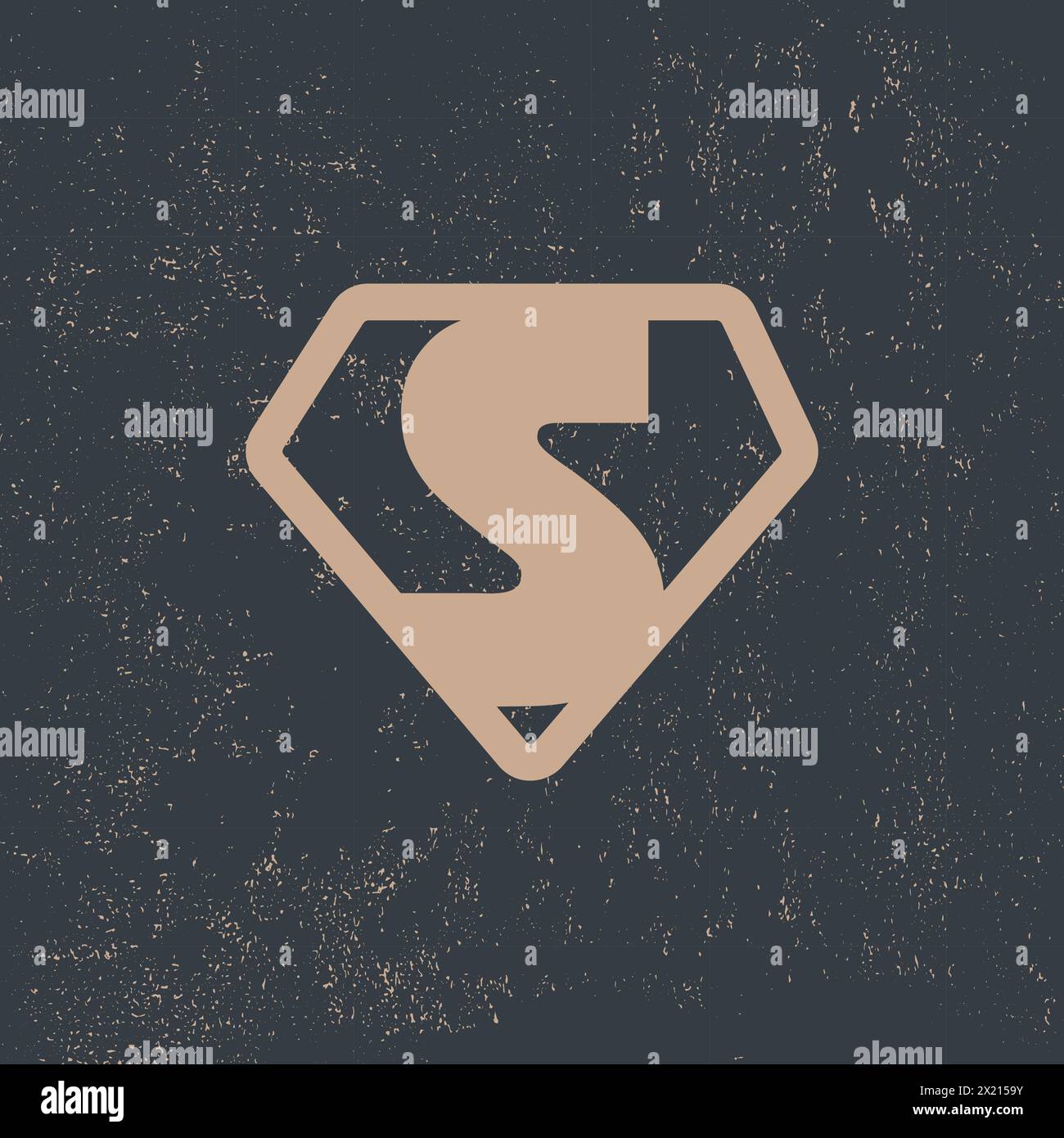 Superhero icon with letter S inside the shield. Stock vector illustration isolated on dark background. Stock Vector