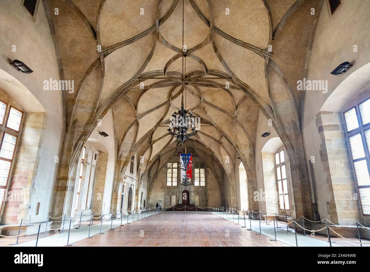 Interior of the late 15th century Vladislav Hall at the Old Royal Palace, Prague Castle, Prague, Czech Republic Stock Photo