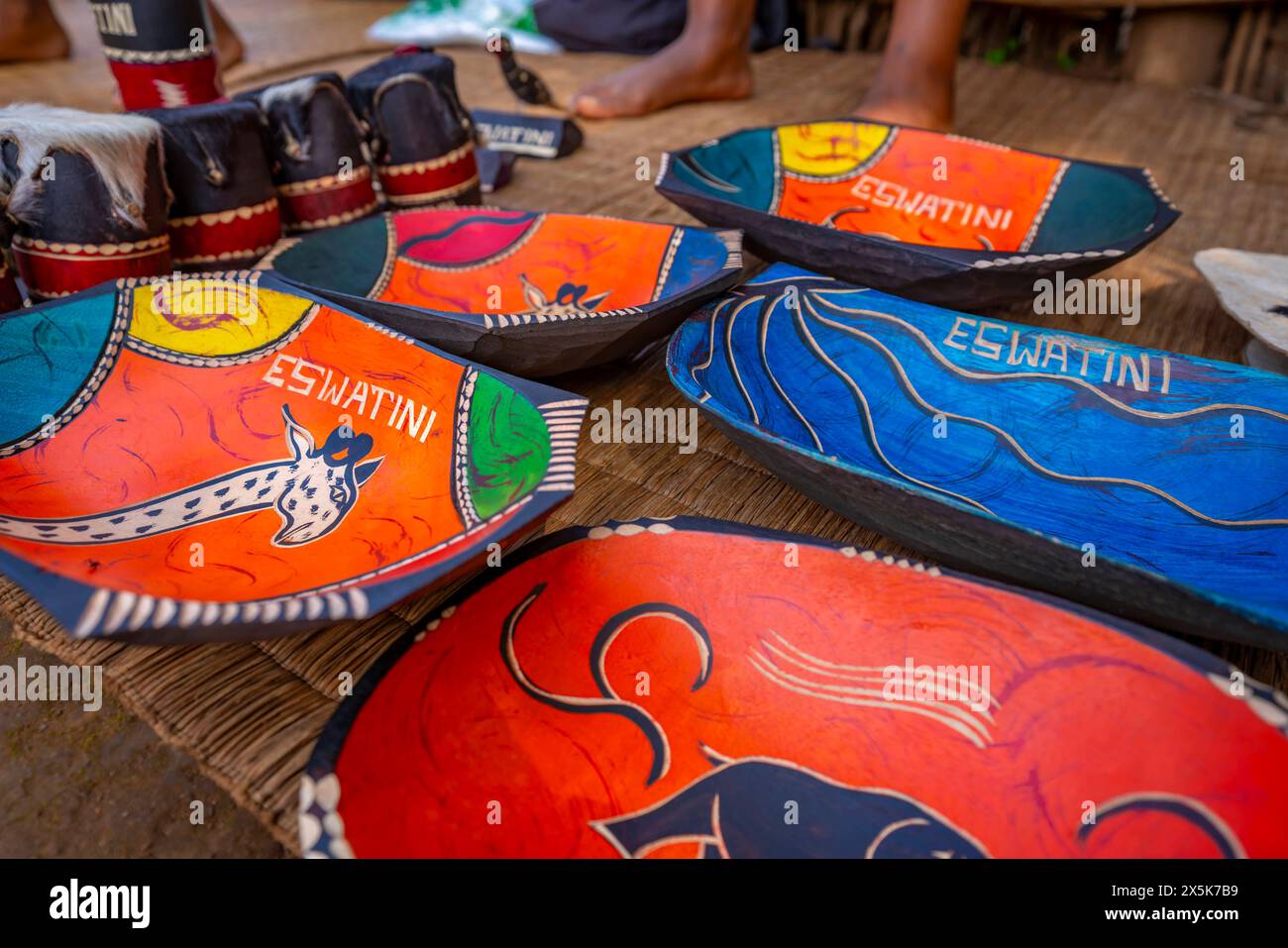 View of hand crafted souvenirs in Mantenga Cultural Village a traditional Eswatini settlement, Malkerns, Eswatini, Africa Copyright: FrankxFell 844-33 Stock Photo