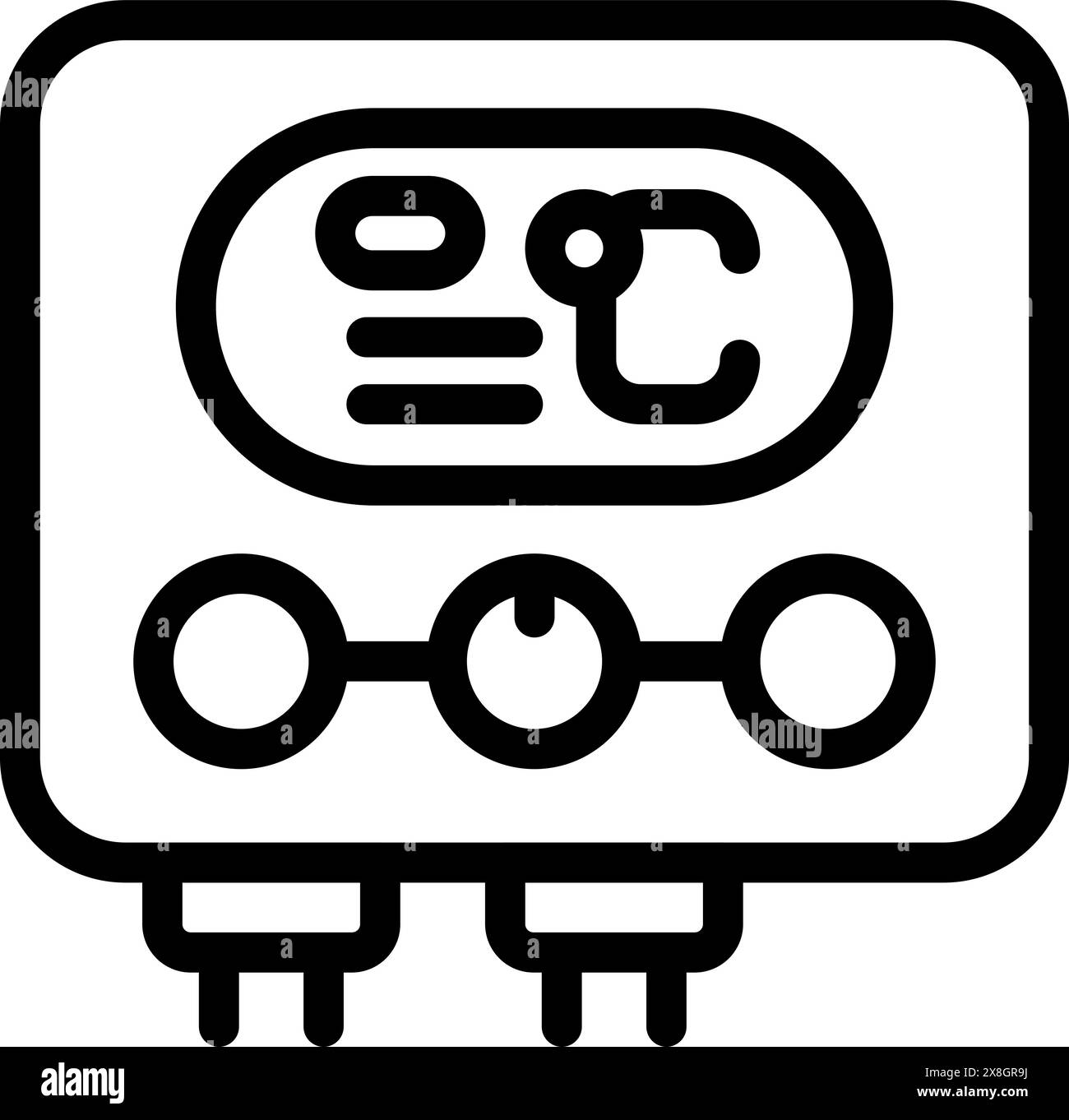 Simplistic line art design of an electric meter icon in black and white ...