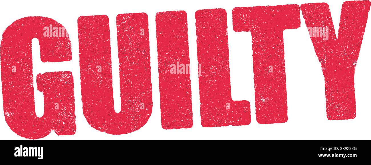 Vector illustration of the word Guilty in red ink stamp Stock Vector