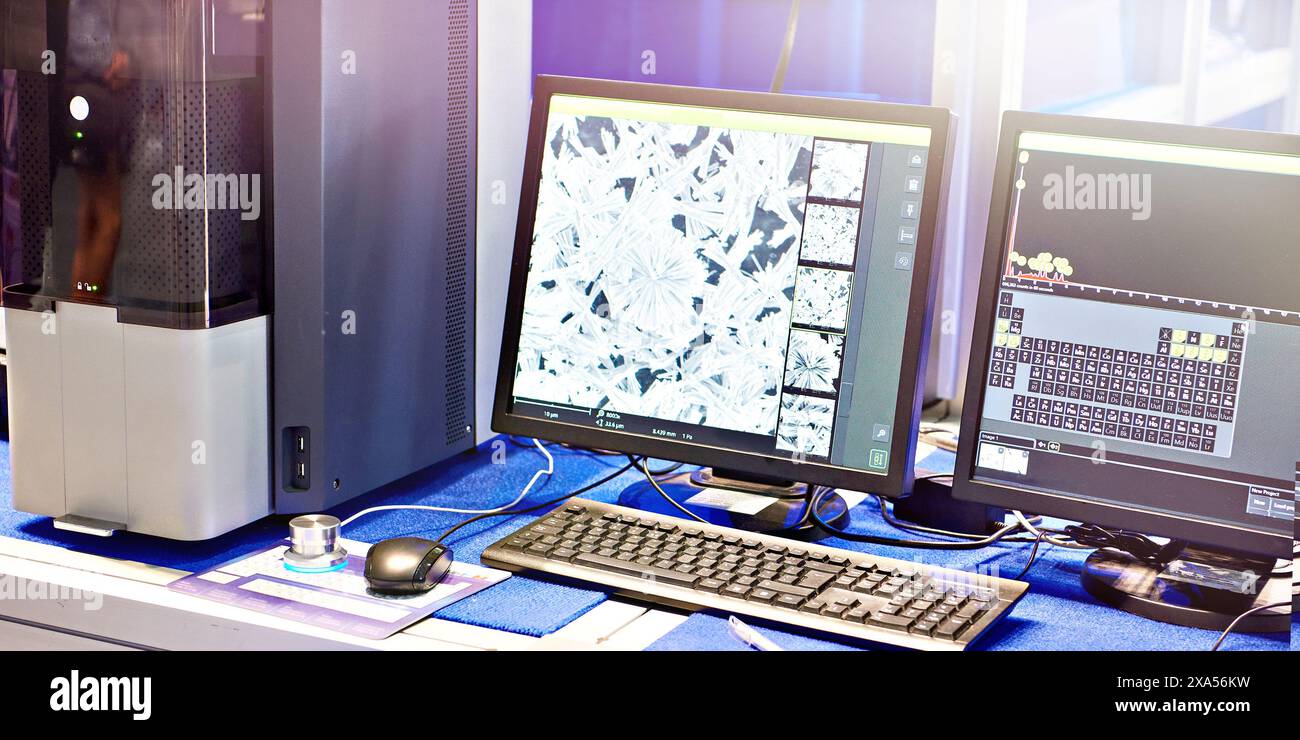 Scanning electron microscope with EMF microanalysis Stock Photo