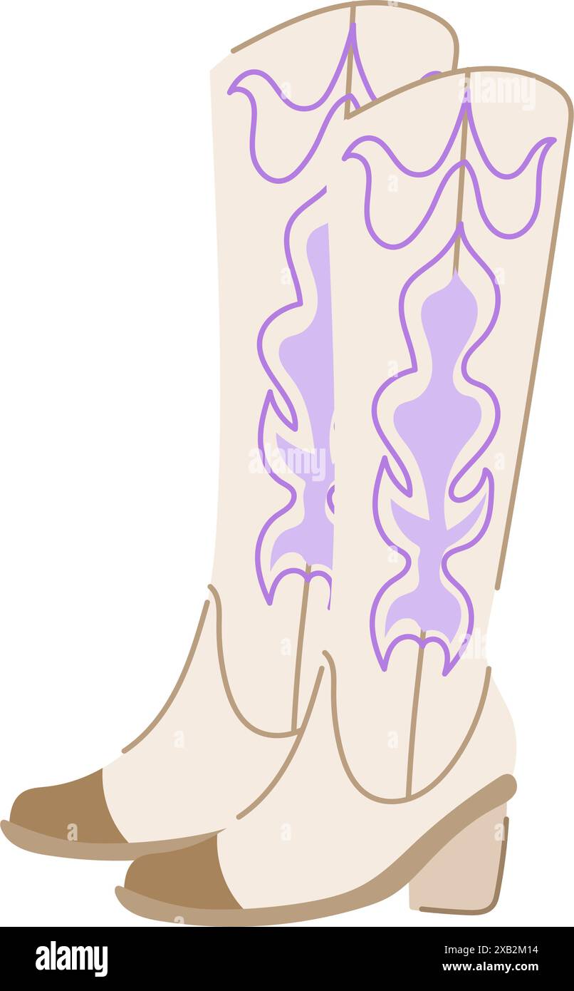 hat cowgirl boots cartoon vector illustration Stock Vector