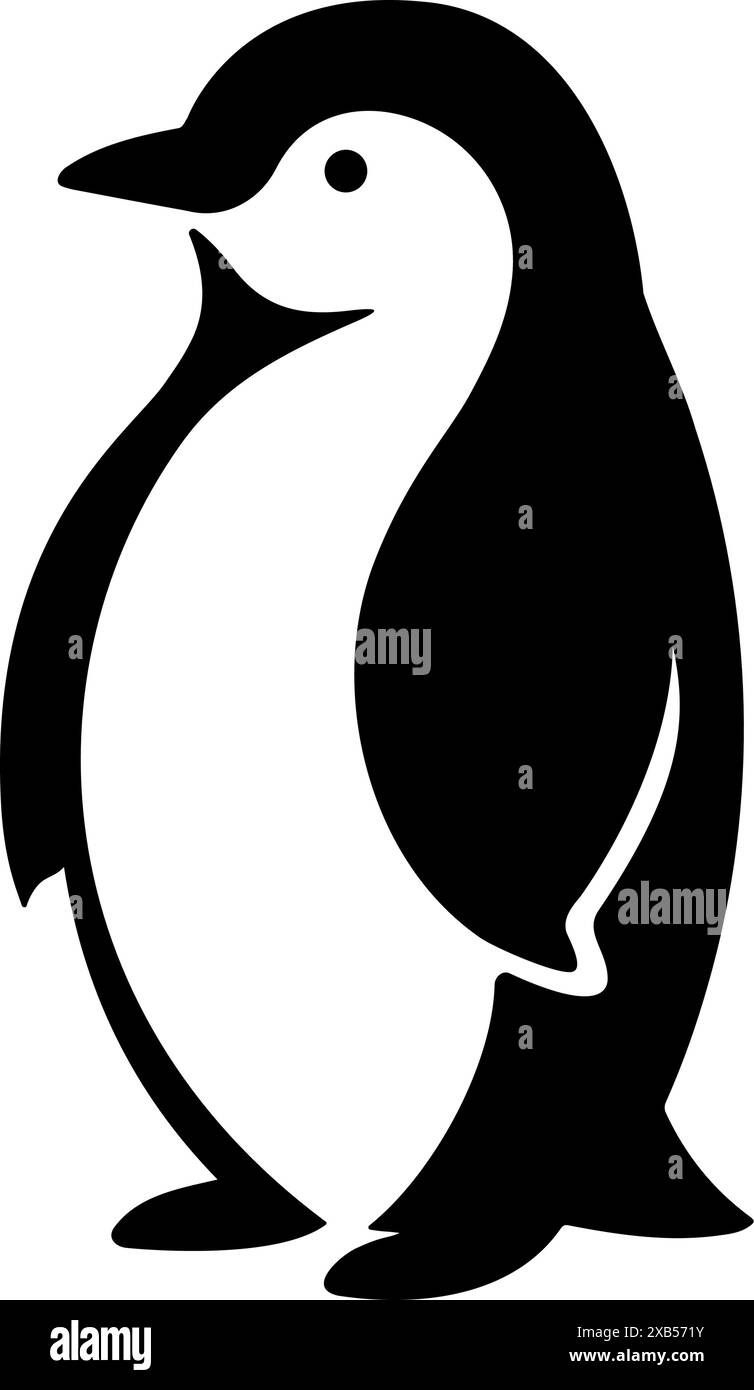 Cute Penguin silhouette. Vector illustration Stock Vector