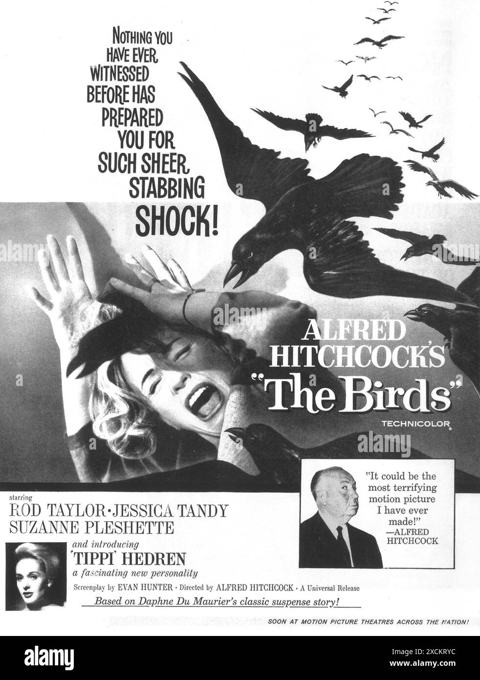 1963 Alfred Hitchcock's The Birds film poster Stock Photo