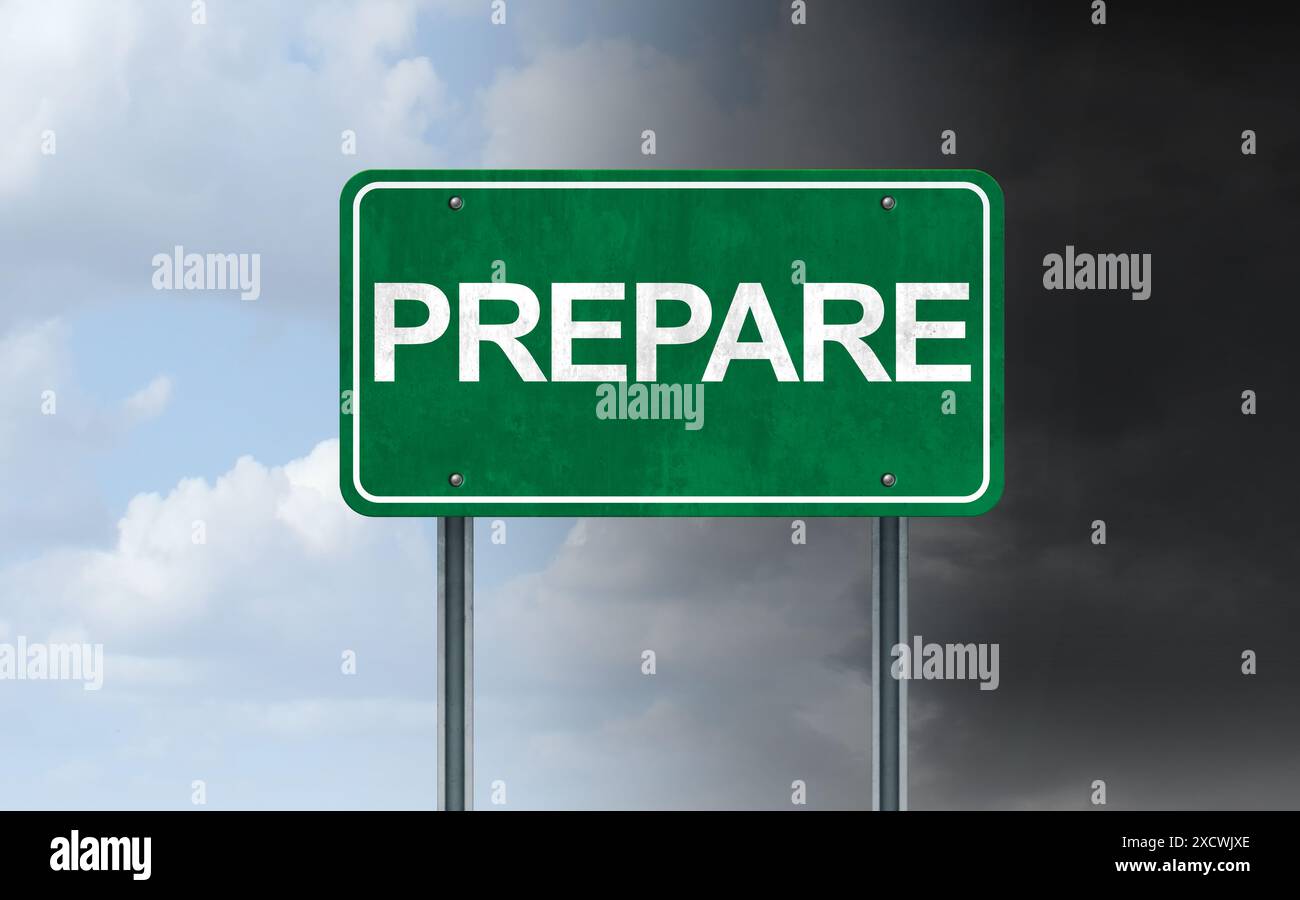 Emergency Management and urgent emergencies preparedness or to be prepared fora disaster and manage or prevent risk ti mitigate risks and planning for Stock Photo