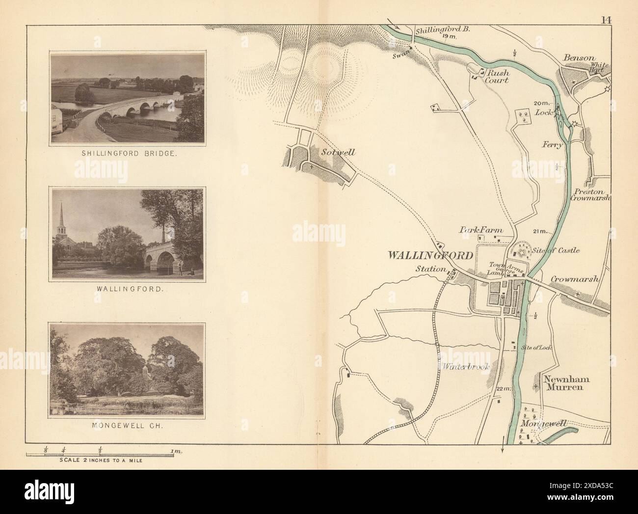 RIVER THAMES - Sotwell - Benson - Wallingford. Mongewell Church. TAUNT 1887 map Stock Photo