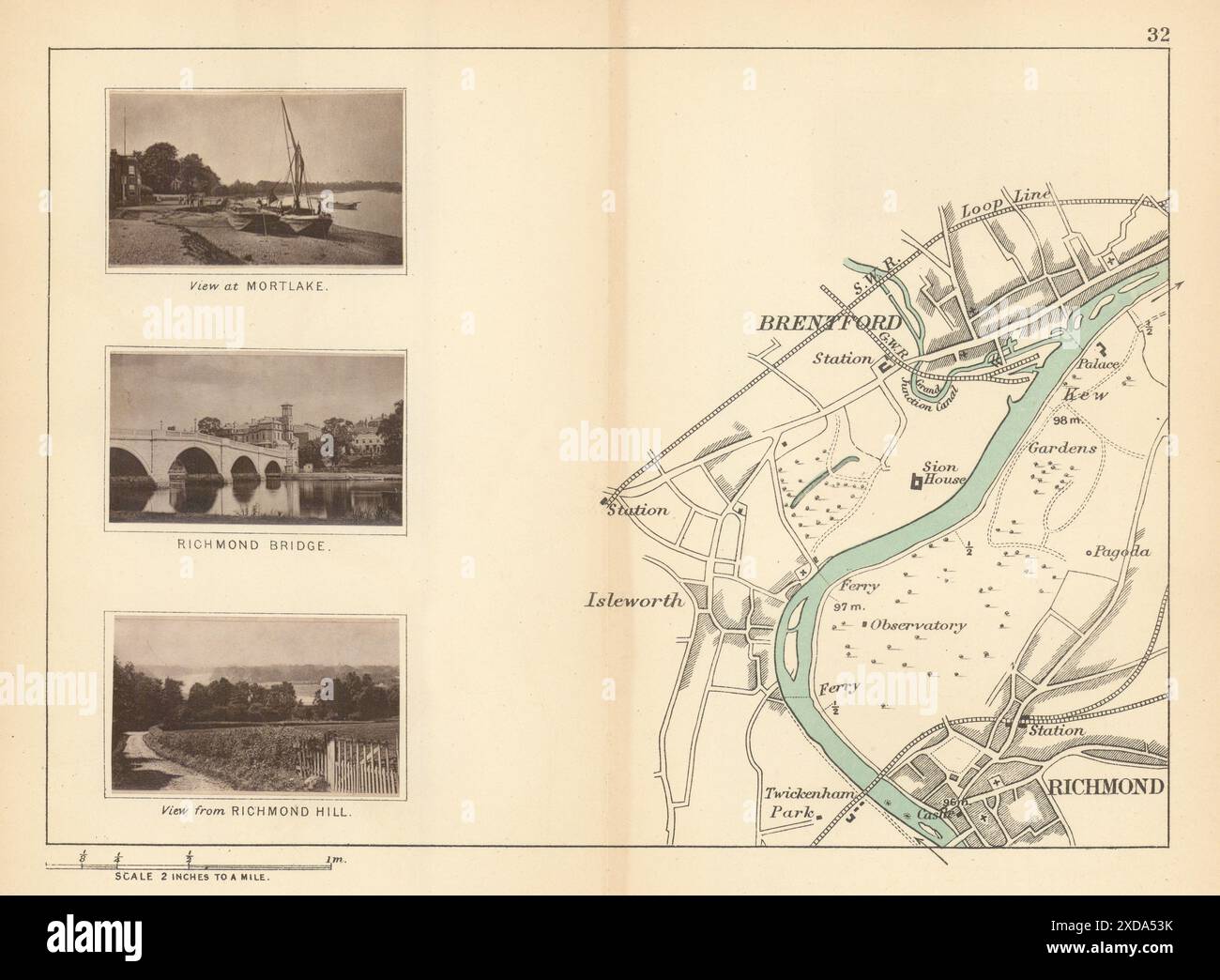 RIVER THAMES - Richmond - Isleworth - Brentford. Mortlake. TAUNT 1887 old map Stock Photo