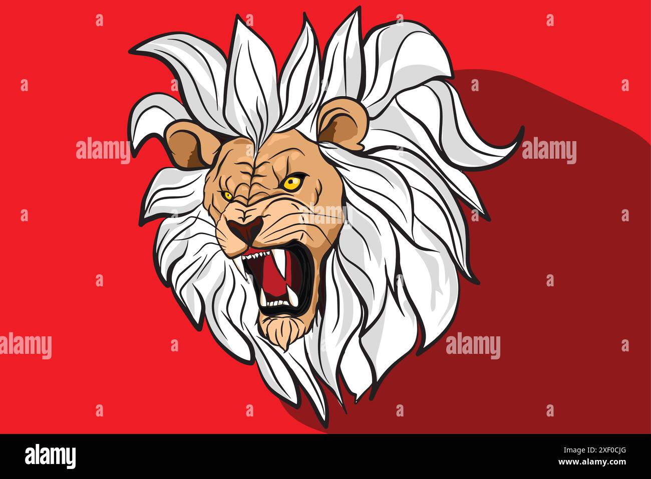 Angry lion head roaring showing its sharp teeth Stock Vector