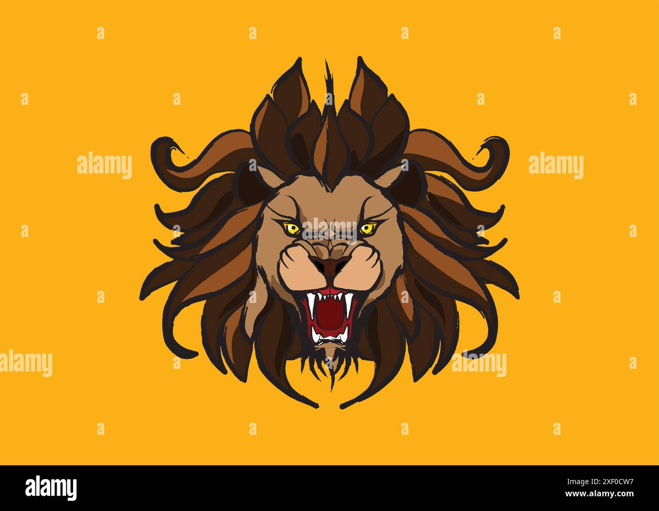 Angry lion head roaring showing its sharp teeth Stock Vector