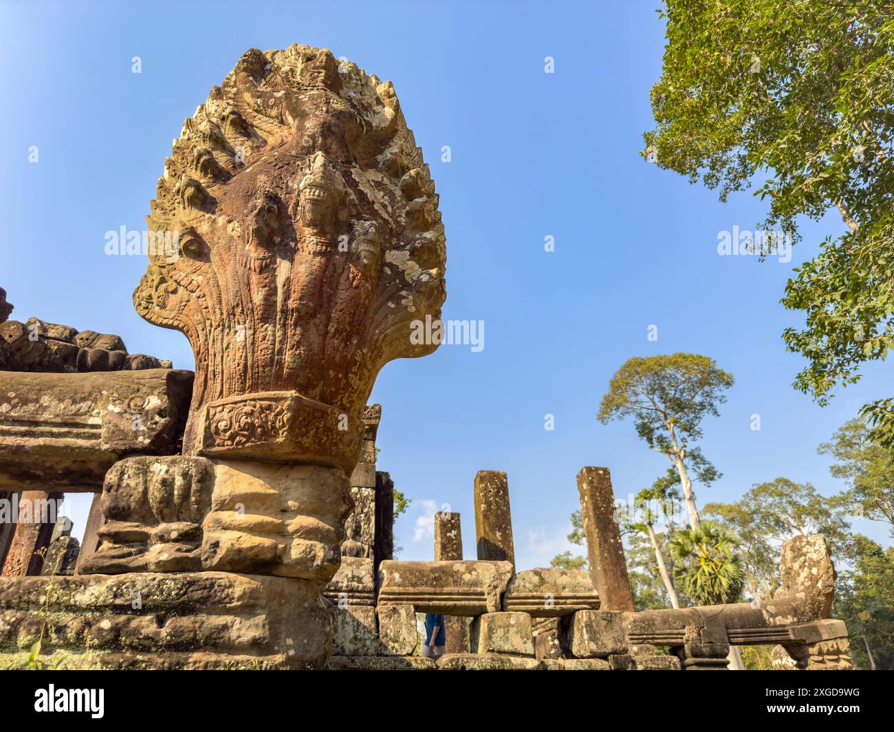 Bayon, the late 12th century state temple of king Jayavarman VII, UNESCO World Heritage Site, standing in the middle of Angkor Thom, Cambodia, Indochi Stock Photo