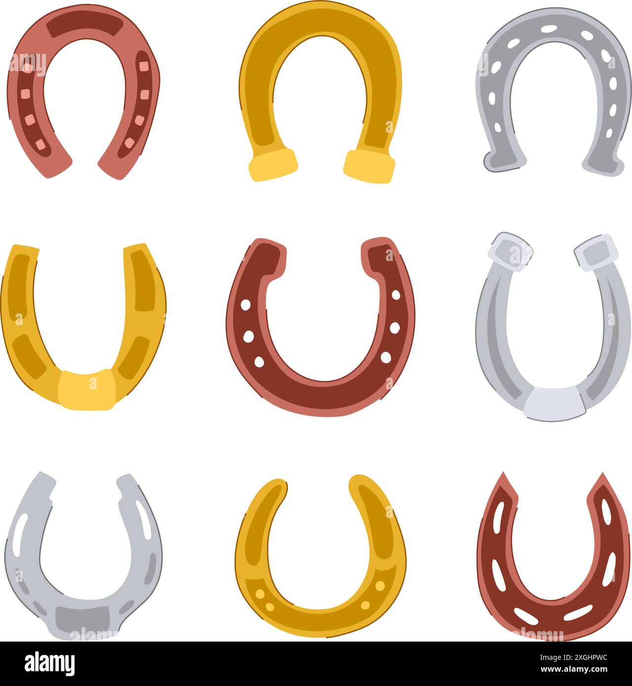 horseshoe set cartoon vector illustration Stock Vector