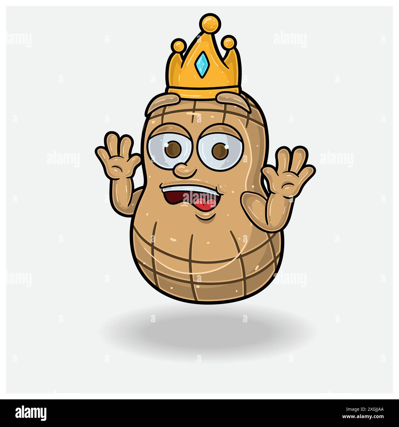 Peanut Mascot Character Cartoon With Shocked expression. For brand, label, packaging and product. Vector Illustrations Stock Vector