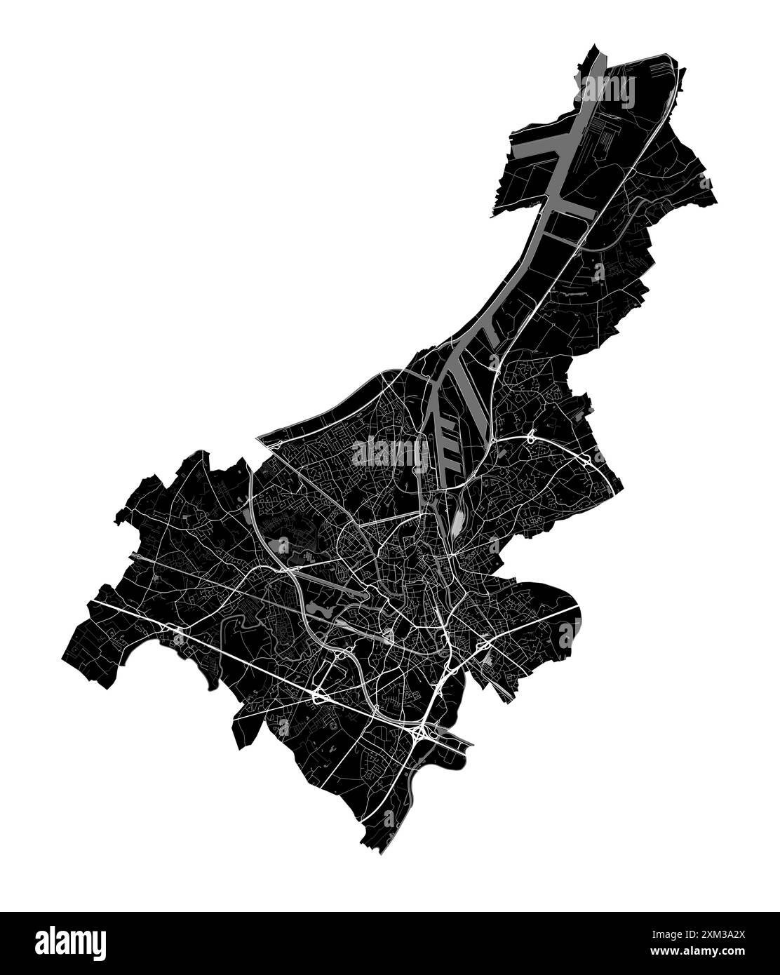 Map of Ghent, Belgium. Detailed city vector map, metropolitan area ...