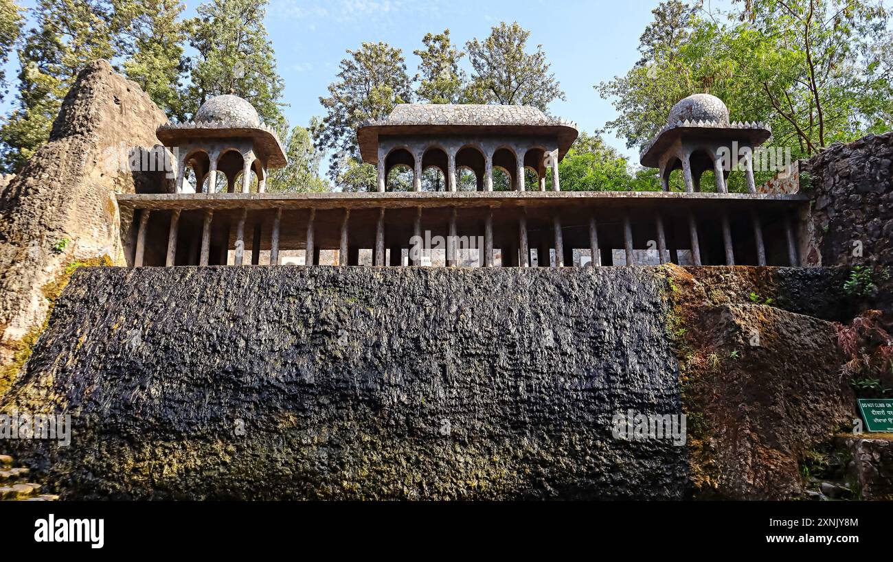 Man-made waterfall inside the Rock Garden, Chandigarh, India. Stock Photo