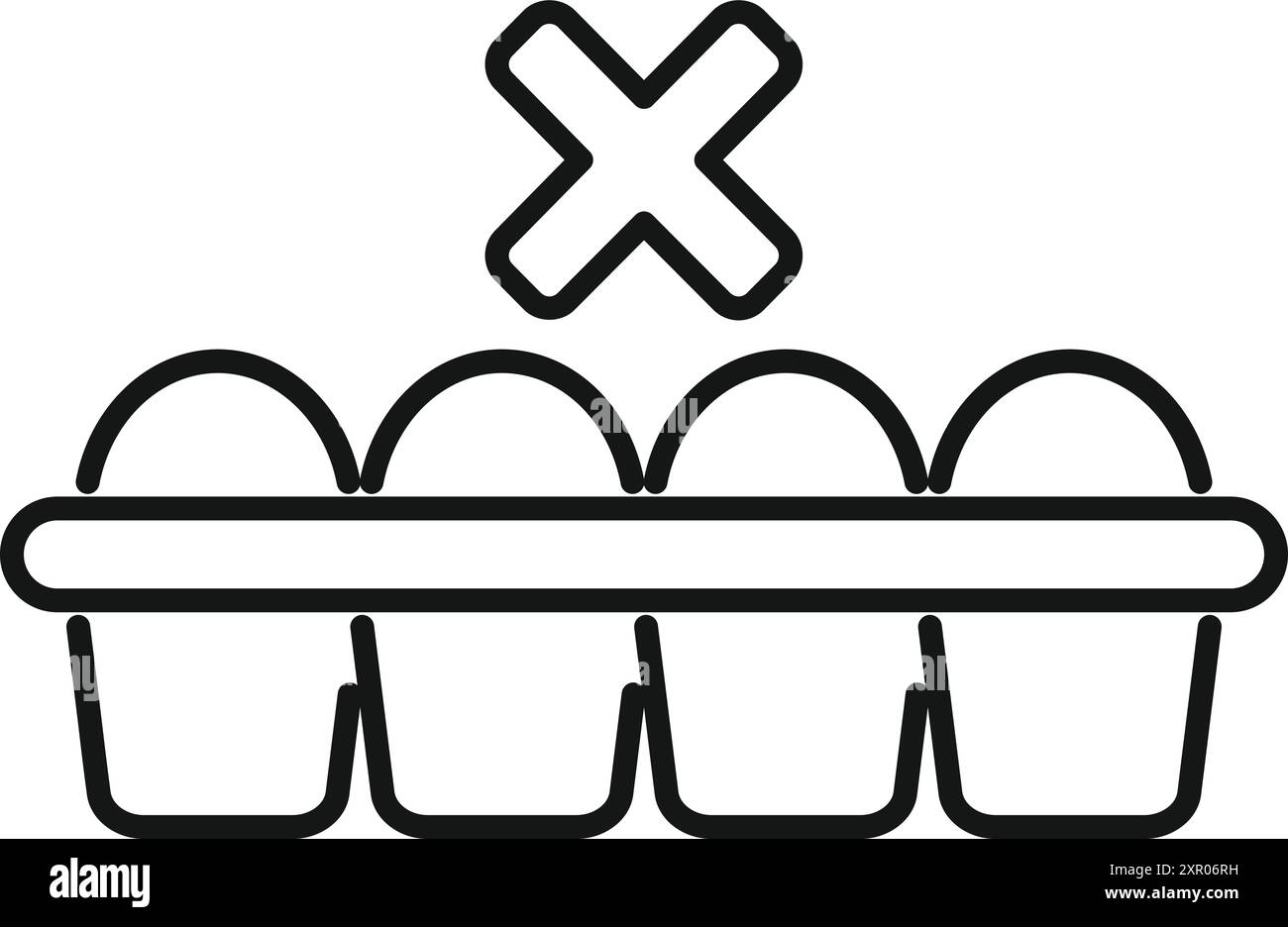 Line icon of an empty egg carton indicating a shortage of eggs Stock Vector