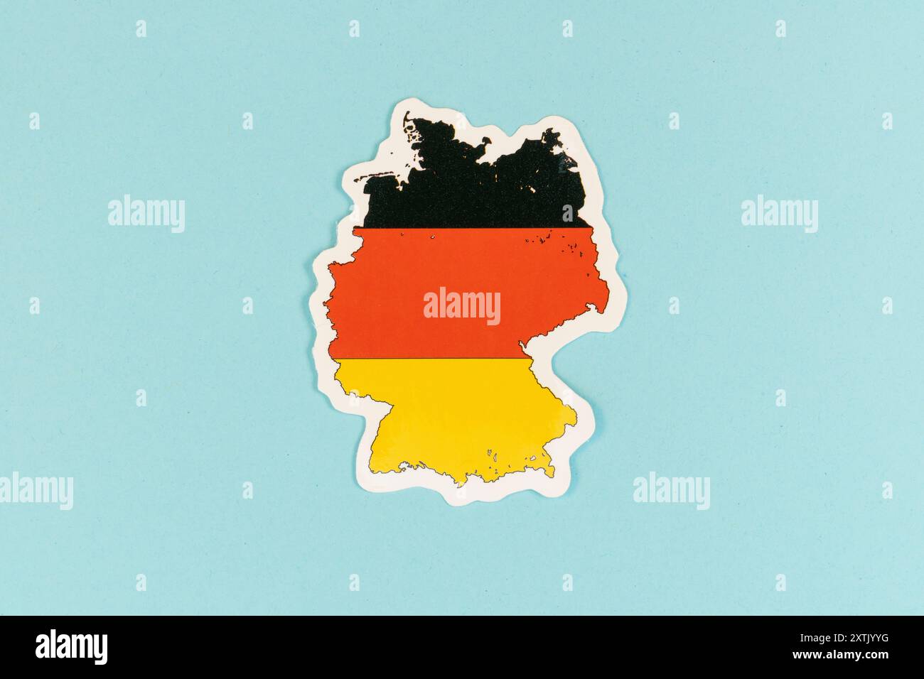 Map of Germany with National Flag on Light Blue Background Stock Photo