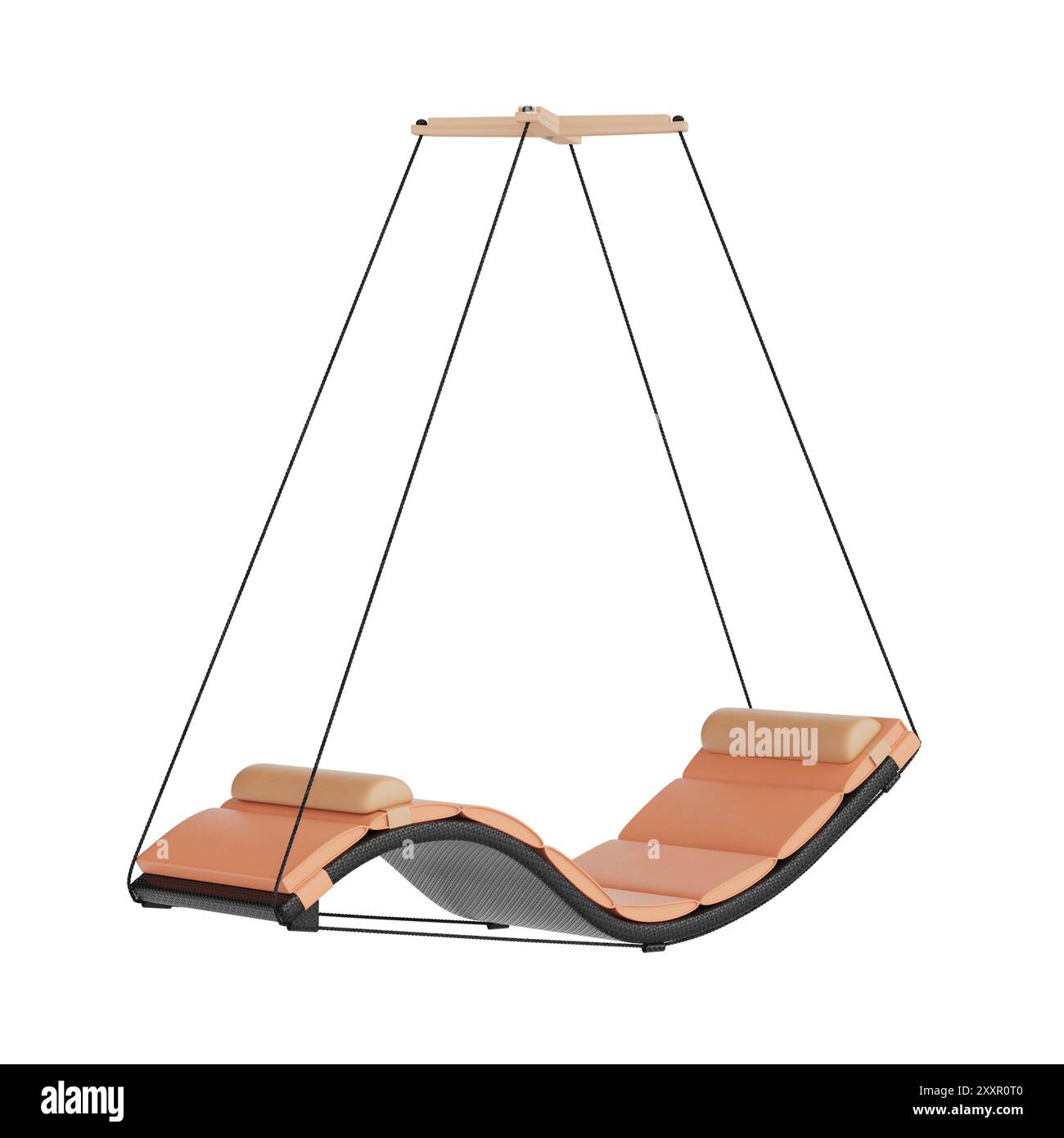 Relax Room Swing Float Chair Hammock Hanged on a Ropes on a white background. 3d Rendering Stock Photo