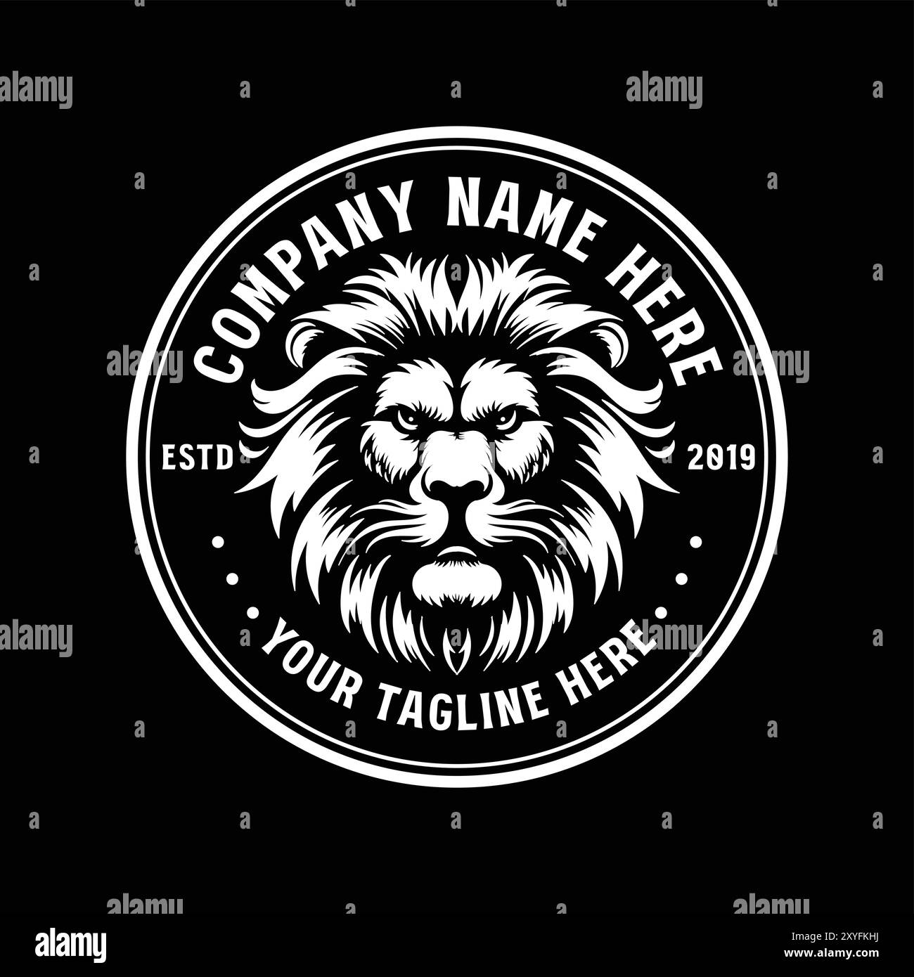 Vintage Retro Hand Drawn Roaring Angry Lion Head Badge Emblem Label Design Vector Stock Vector