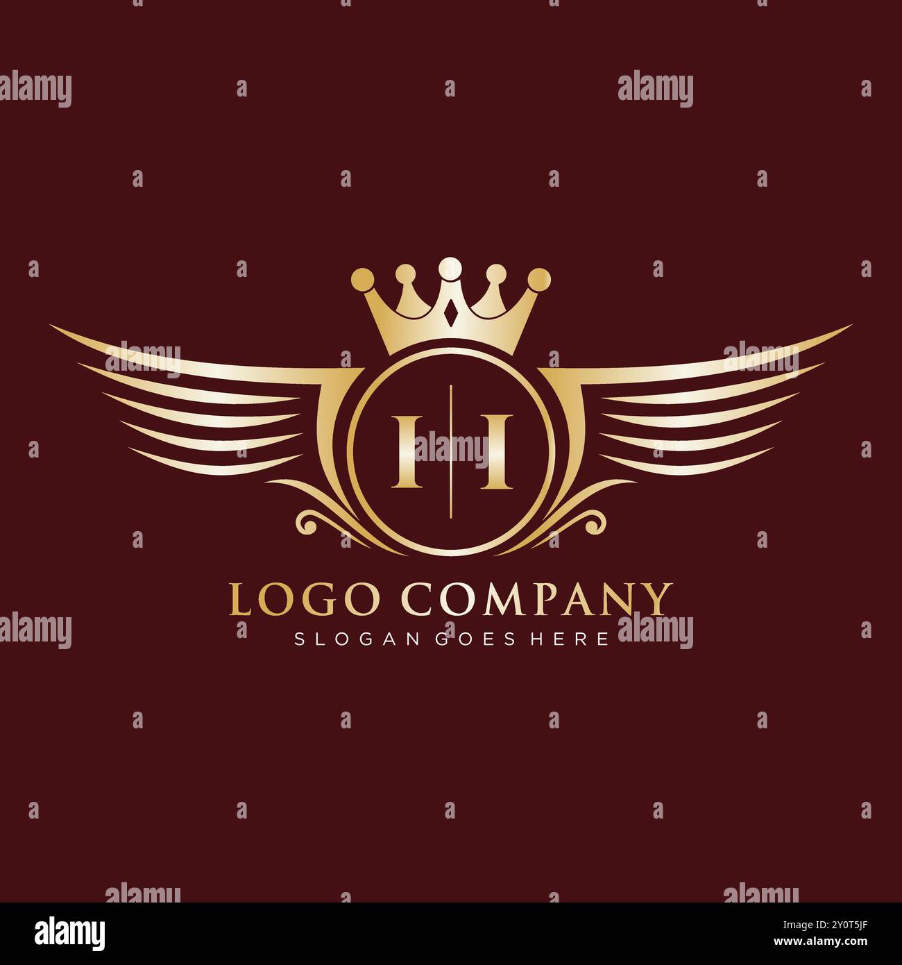 II Letter Initial with Royal Wing Logo Stock Vector