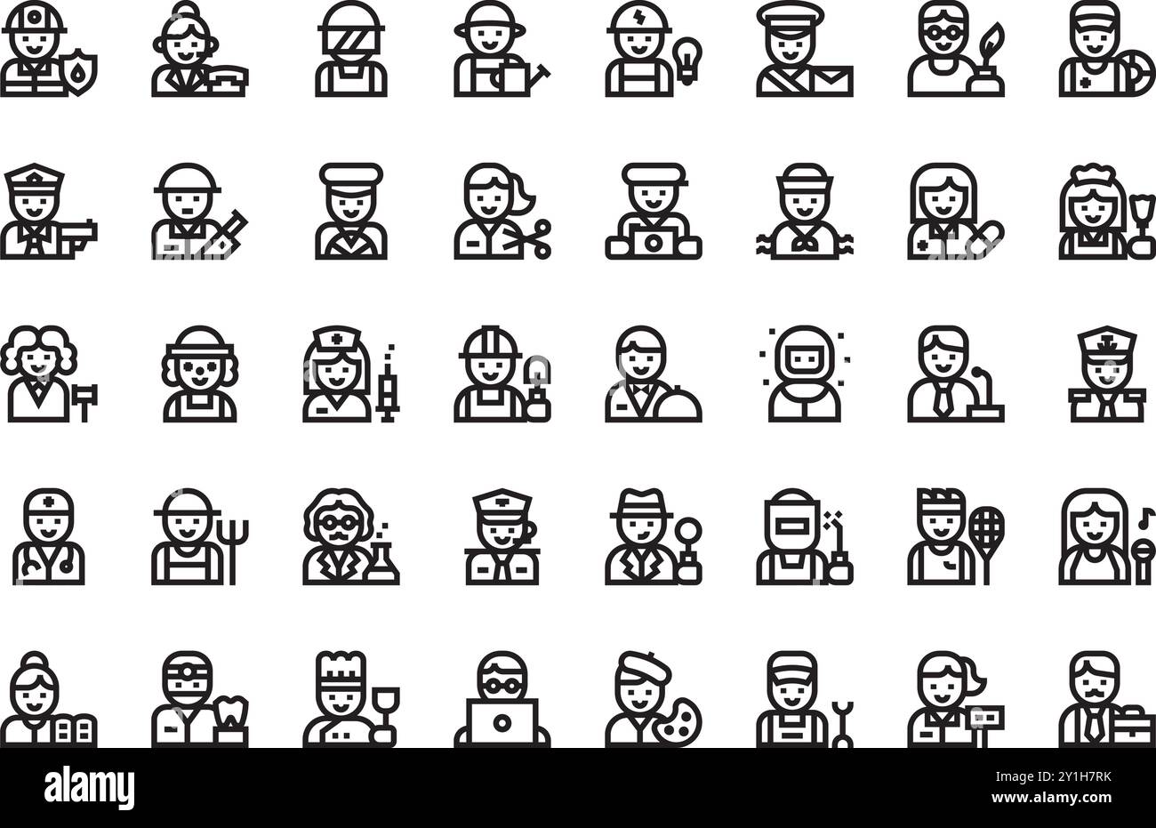 Jobs and professions icons High-Quality Vector Icons Collection with Editable Stroke. Ideal for Professional and Creative Projects. Stock Vector