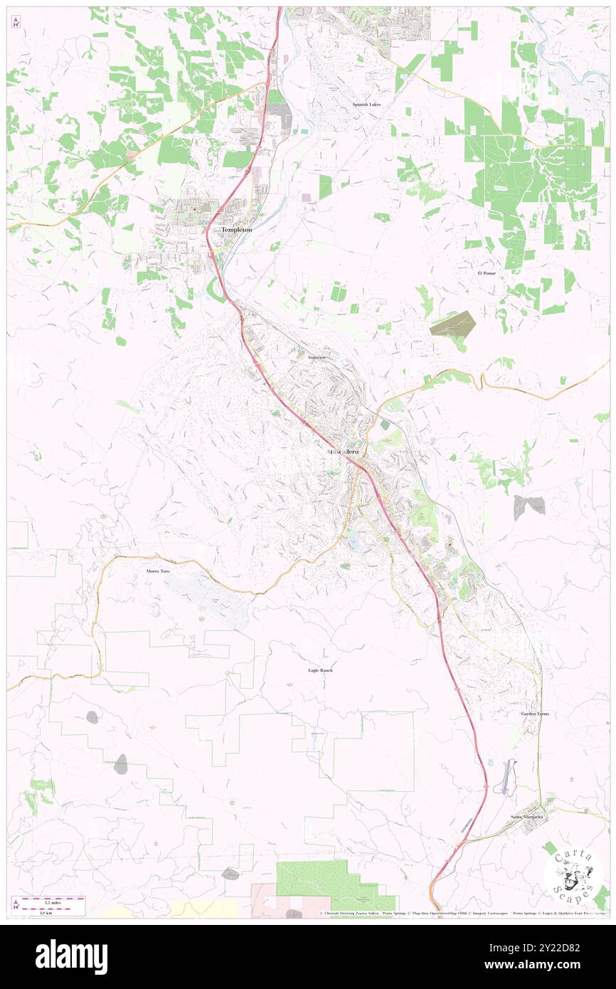 Atascadero, San Luis Obispo County, US, United States, California, N 35 29' 21'', S 120 40' 14'', map, Cartascapes Map published in 2024. Explore Cartascapes, a map revealing Earth's diverse landscapes, cultures, and ecosystems. Journey through time and space, discovering the interconnectedness of our planet's past, present, and future. Stock Photo