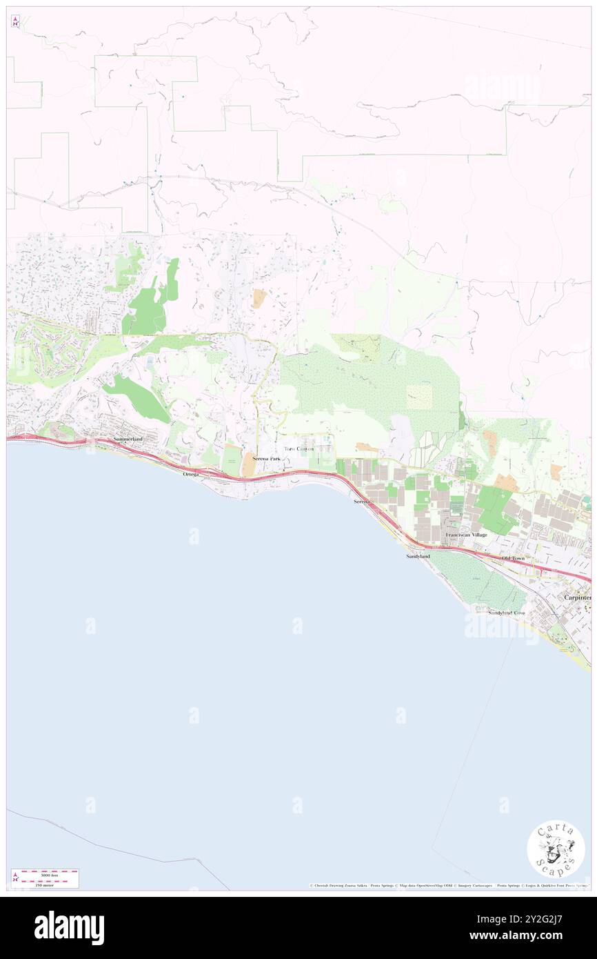 Toro Canyon, Santa Barbara County, US, United States, California, N 34 25' 12'', S 119 34' 1'', map, Cartascapes Map published in 2024. Explore Cartascapes, a map revealing Earth's diverse landscapes, cultures, and ecosystems. Journey through time and space, discovering the interconnectedness of our planet's past, present, and future. Stock Photo