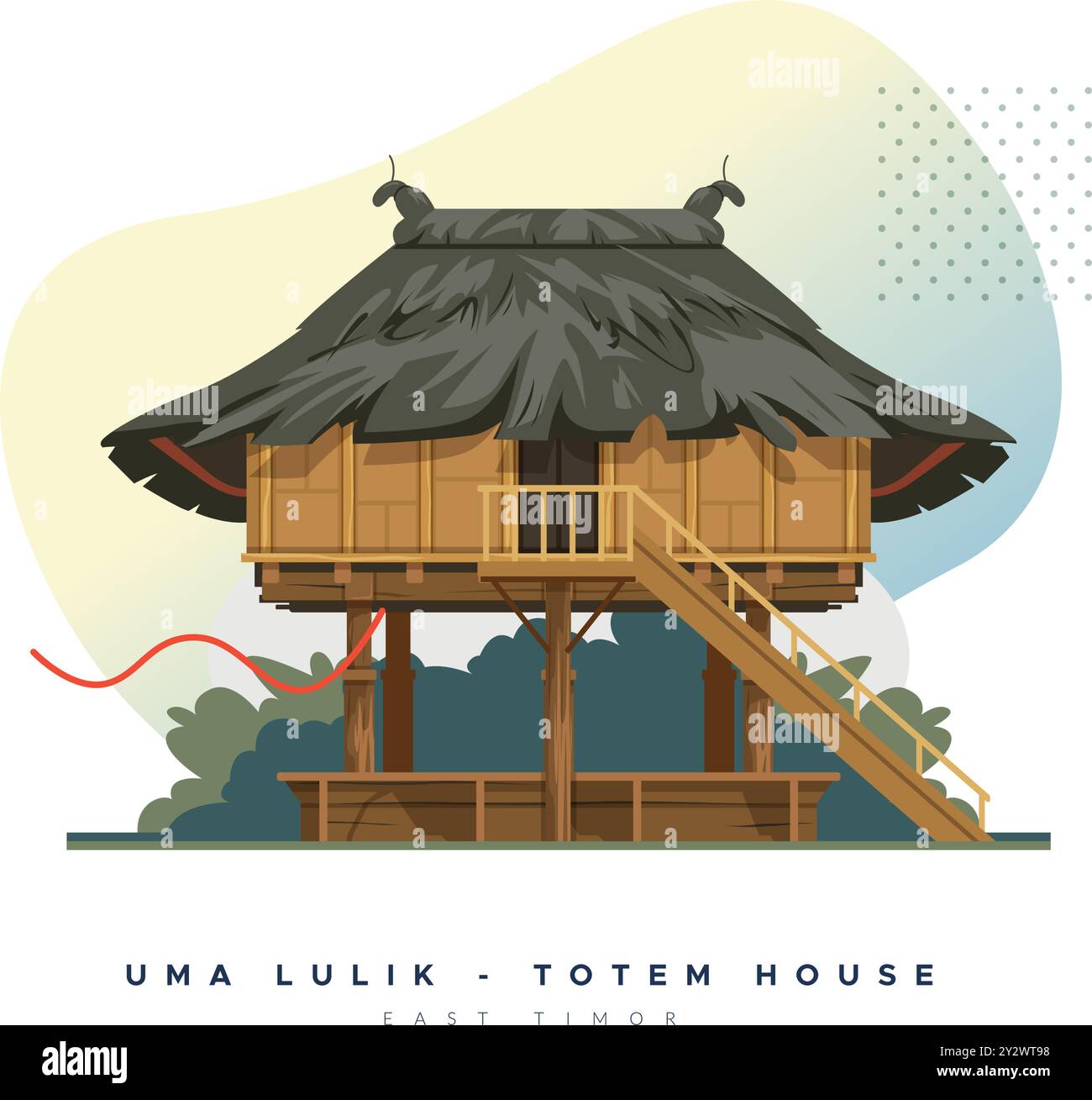 Uma Lulik - sacred totem houses - Lospalos, East Timor - Stock Illustration as EPS 10 File Stock Vector