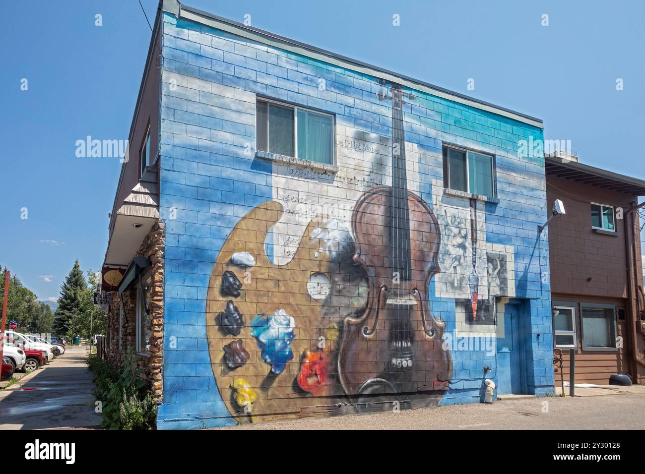 Steamboat Springs, Colorado - A mural on a store. Stock Photo