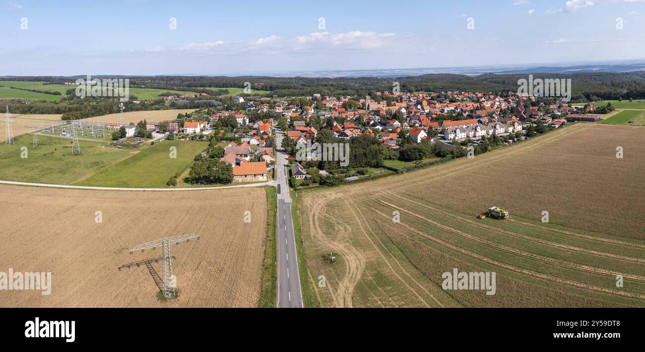 View over Huettenrode in the Harz Mountains Aerial photograph Stock Photo