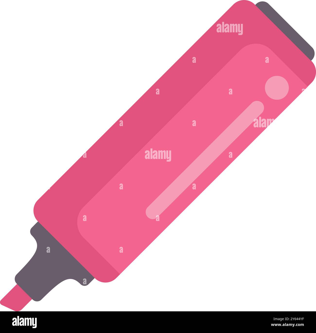 This vector illustration features a pink highlighter pen drawing a line, great for educational or office related designs Stock Vector