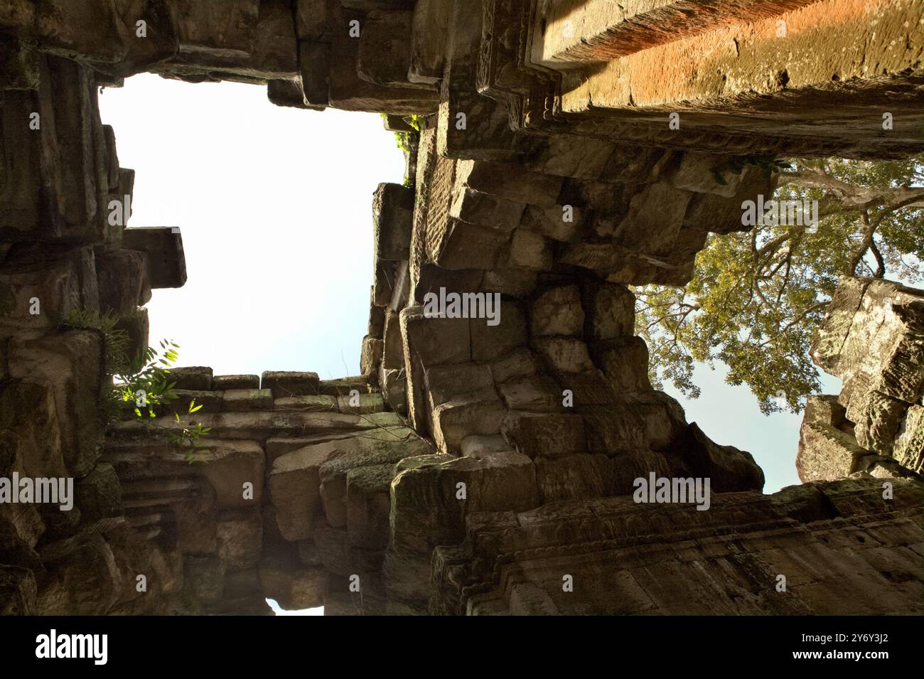 Ruins of Preah Khan temple in Siem Reap, Cambodia. The temple was built by the great king Jayavarman VII to his father in 1191. Stock Photo