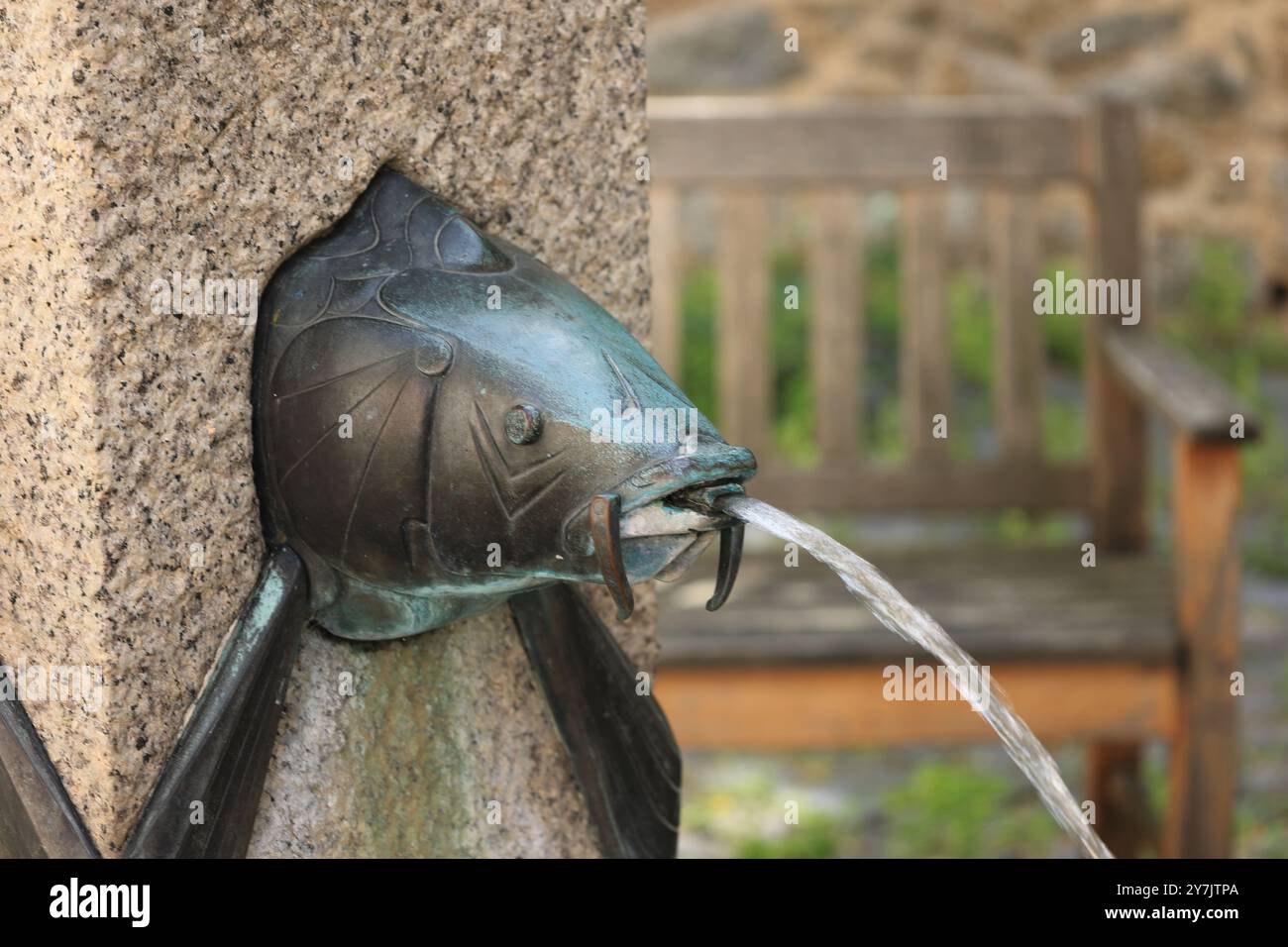 Detailed view of the fountain in the Karpfengrund in the city of Görlitz Stock Photo