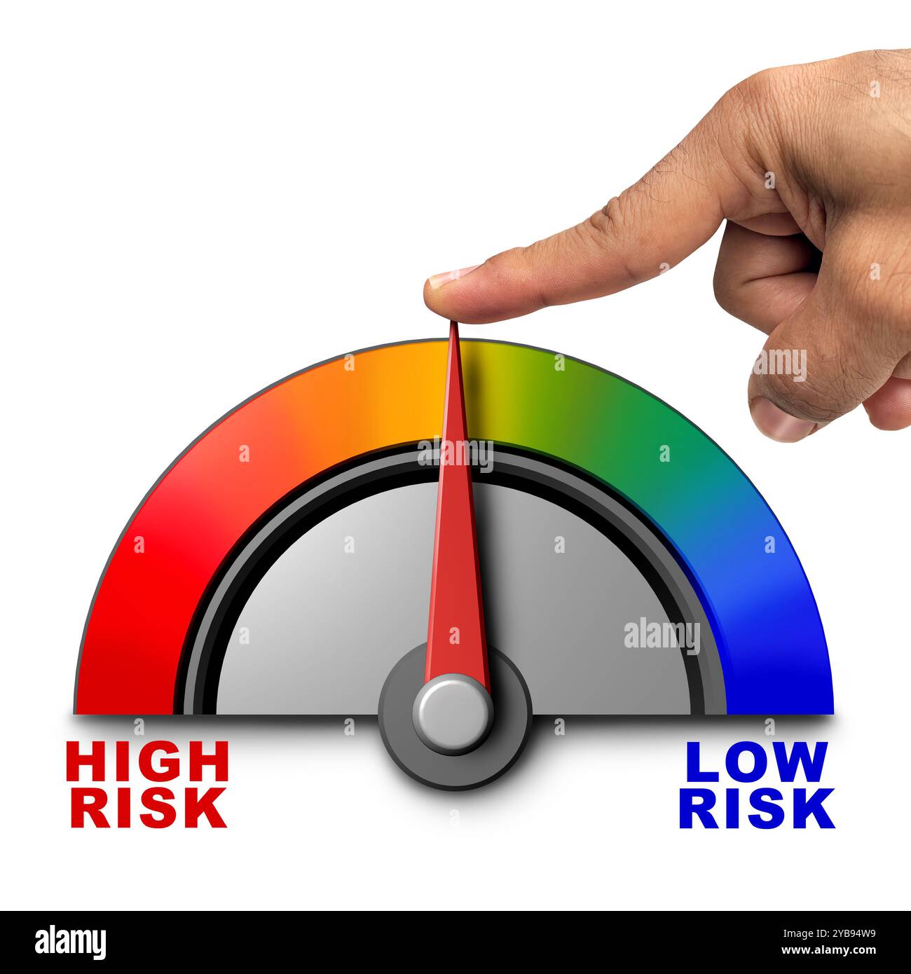 Moderate Risk and medium threat Mitigation and managing or controlling and increasing security and safeguarding threats by taking action in a balanced Stock Photo