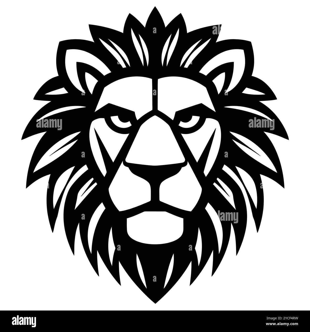 Black and white Lion head vector illustration Stock Vector