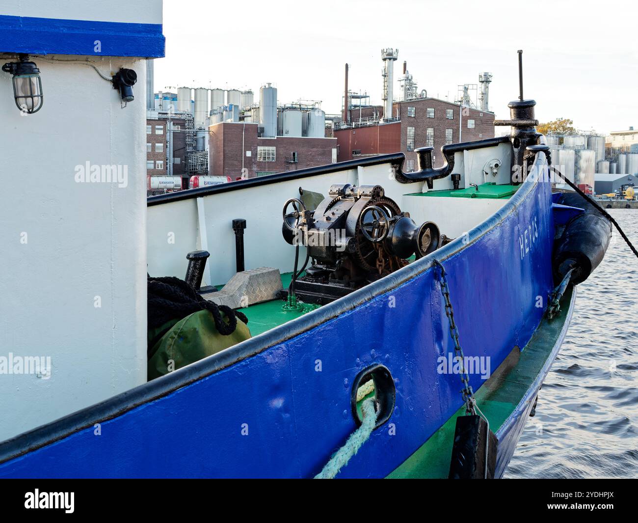 Eqiupment in the bow of the tugboat HEROS AF LANDSKRONA. Stock Photo