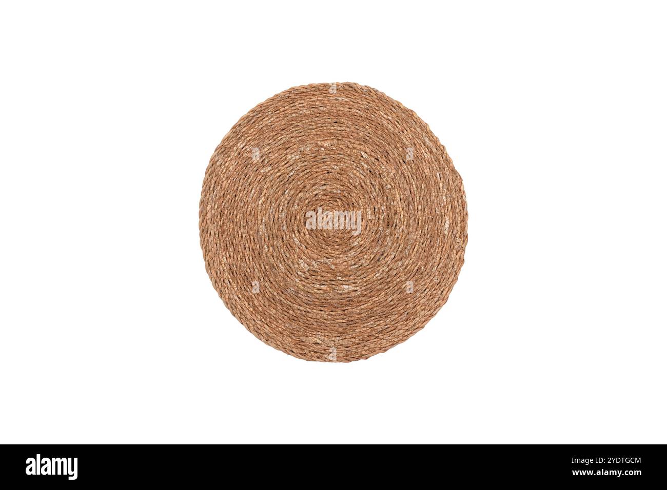 Round Woven Jute Placemat - Natural Fiber, Eco-Friendly, Rustic Table Decor, Handcrafted Circular Mat, Boho Style Dining Accessory, Durable and Stylis Stock Photo