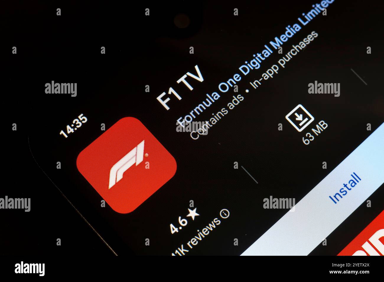 November 1, 2024, Brazil. In this photo illustration, the F1 TV app logo is displayed on a smartphone screen Stock Photo