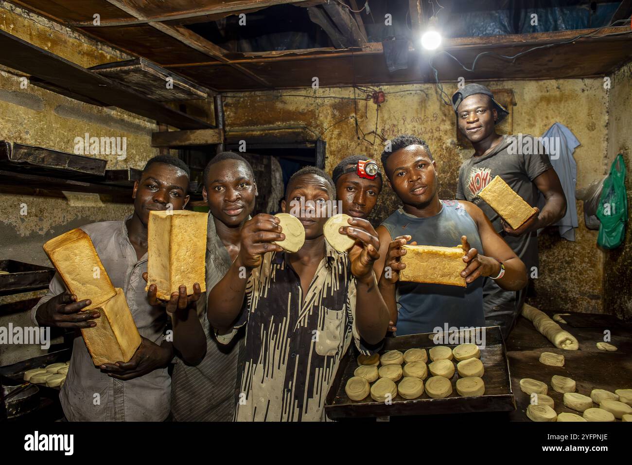 Bakery workers in Bukavu, DRC Stock Photo