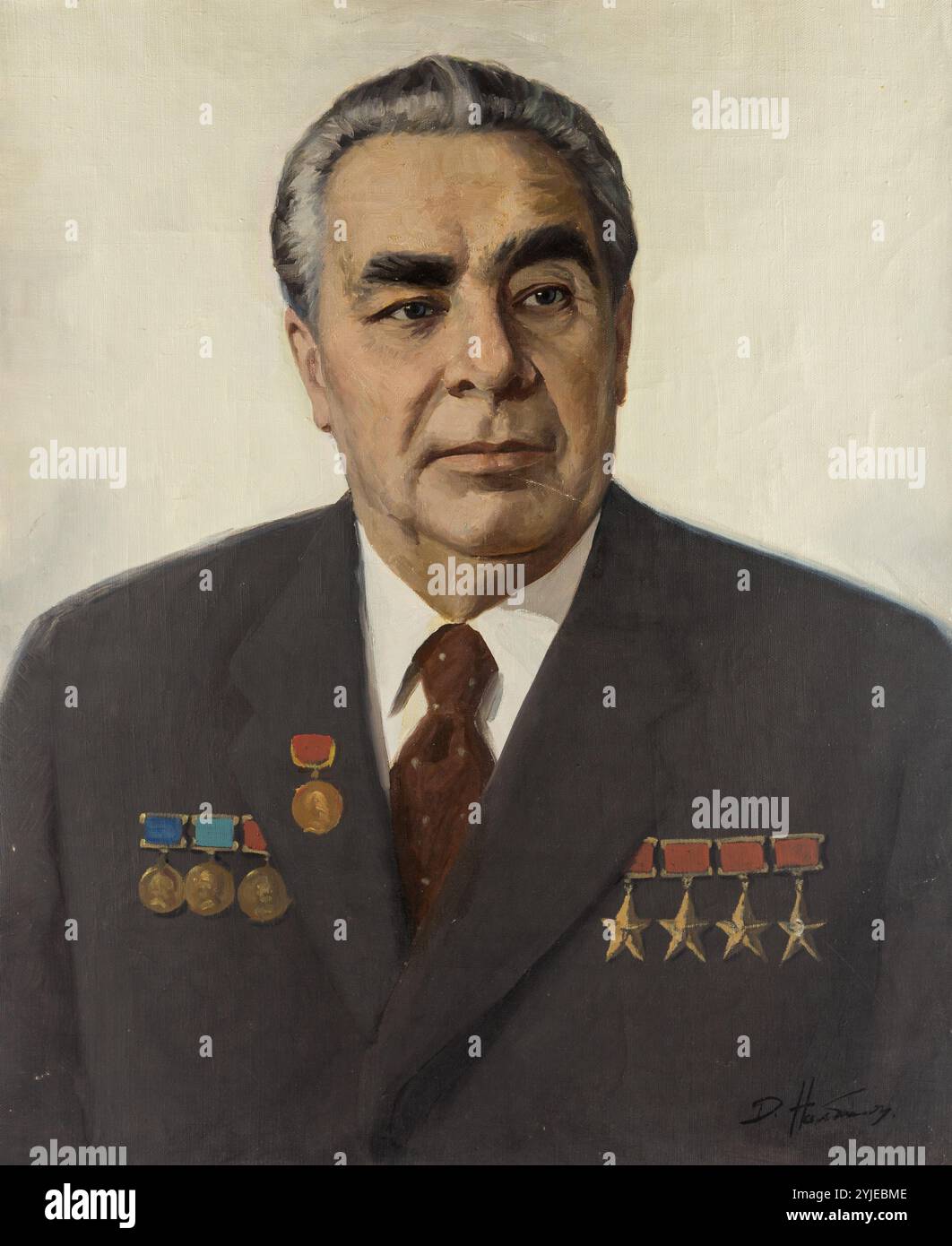 Portrait of General Secretary of the Communist Party of the Soviet Union Leonid I. Brezhnev (1907-1982). Museum: PRIVATE COLLECTION. Author: Dmitri Arkadyevich Nalbandian. Copyright: This artwork is not in public domain. It is your responsibility to obtain all necessary third party permissions from the copyright handler in your country prior to publication. Stock Photo