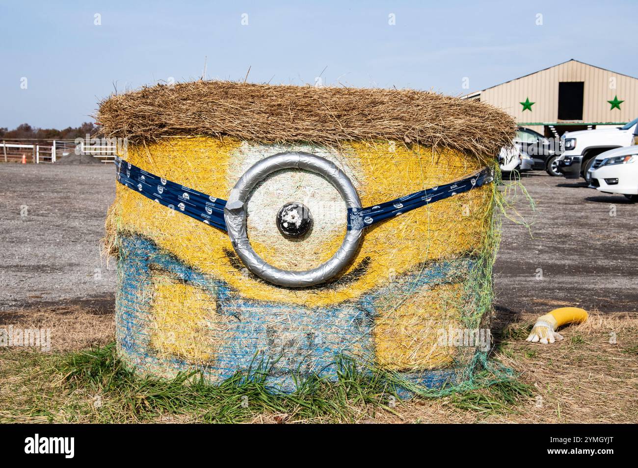 Hay Minions at Warner Ranch and Pumpkin Farm on Schisler Road in Niagara Falls, Ontario, Canada Stock Photo