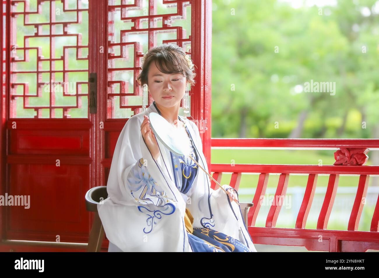 Woman in Chinese clothing Stock Photo