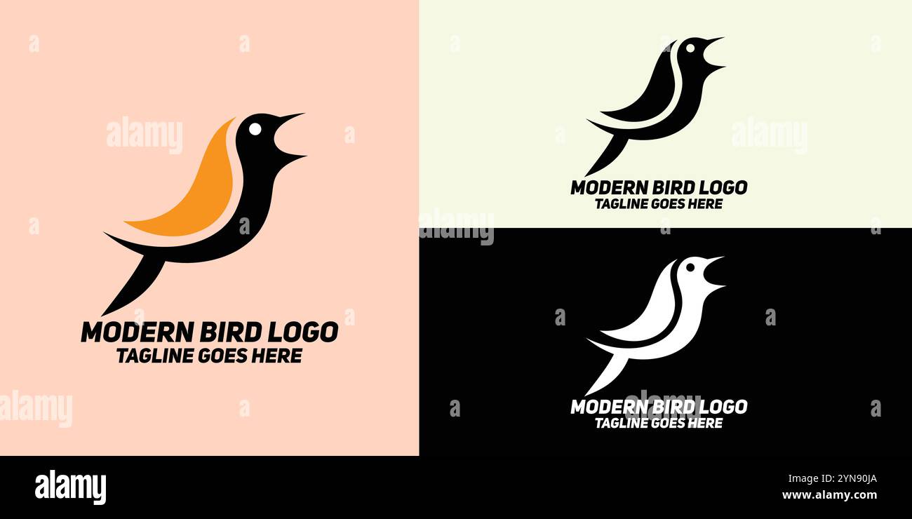 Modern Bird Logo, Bird Illustration, Modern Bird Design, Bird Vector Logo, Stylish Bird Logo, Creative Bird Logo, Minimal Bird Logo, Bold Bird Logo Stock Vector