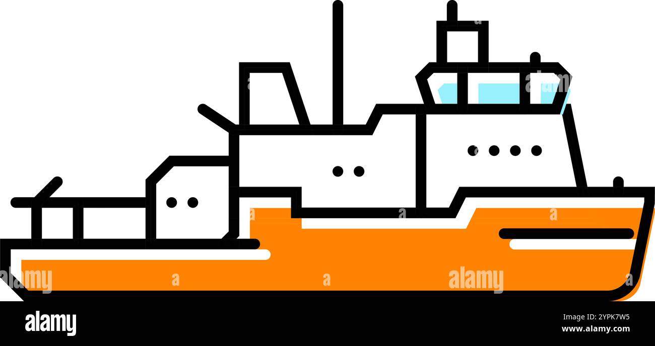 icebreaker ship color icon vector illustration Stock Vector