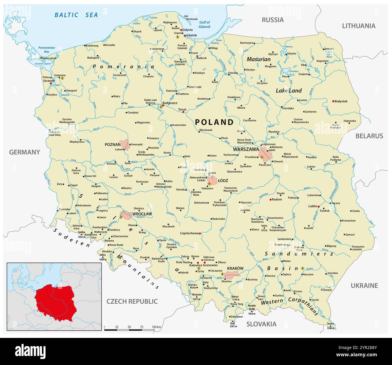 vector map of the Republic of Poland Stock Photo