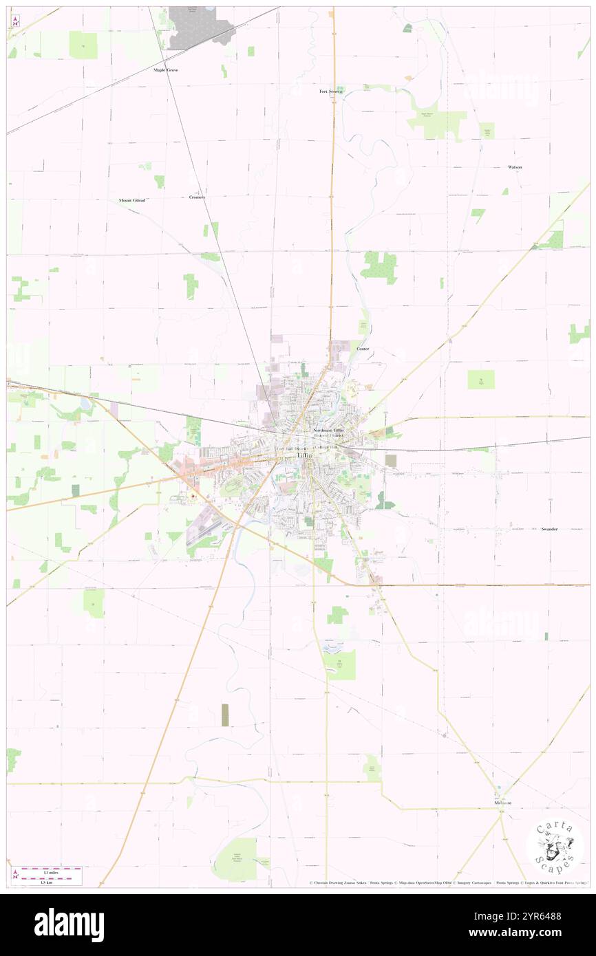 City of Tiffin, Seneca County, US, United States, Ohio, N 41 6' 59'', S 83 10' 48'', map, Cartascapes Map published in 2024. Explore Cartascapes, a map revealing Earth's diverse landscapes, cultures, and ecosystems. Journey through time and space, discovering the interconnectedness of our planet's past, present, and future. Stock Photo