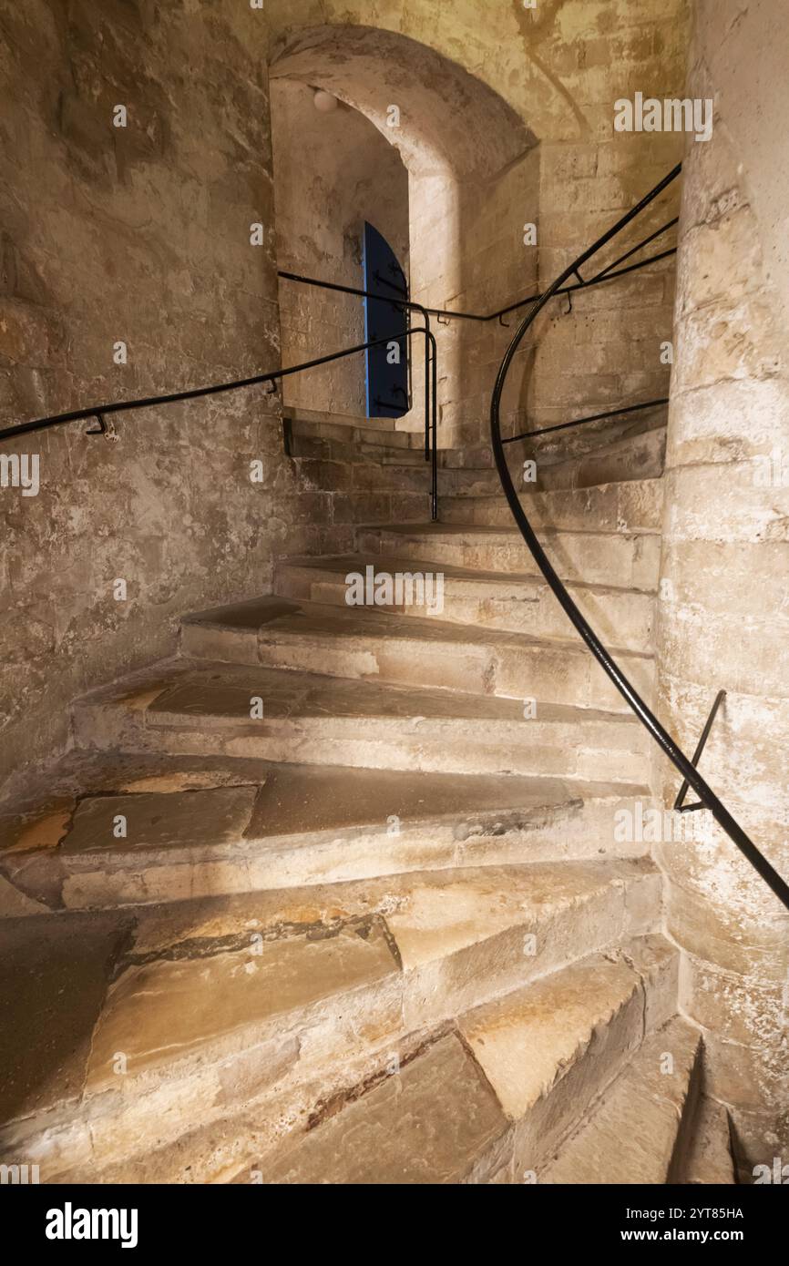 England, Kent, Dover, Dover Castle, The Keep, Interior Stone Staircase Stock Photo