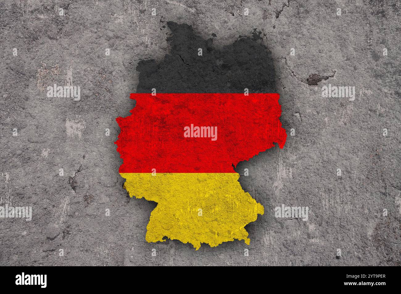 Map and flag of Germany on weathered concrete Stock Photo