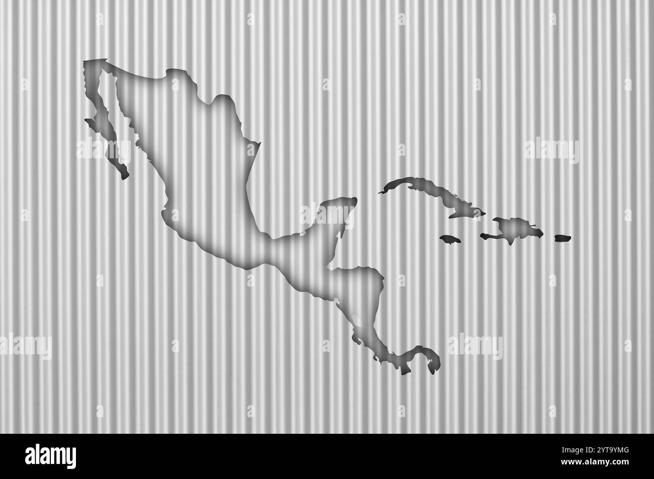 Map of Central America on corrugated iron Stock Photo