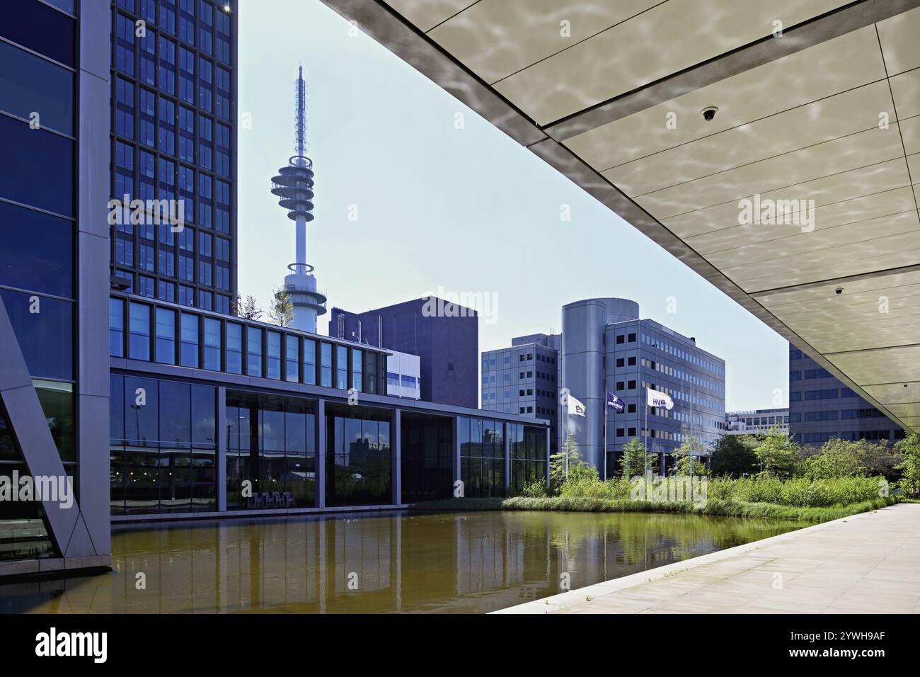 Skyscraper, Cross, Towers, architect Norman Foster, Zuidas financial district, Amsterdam, North Holland, Netherlands Stock Photo